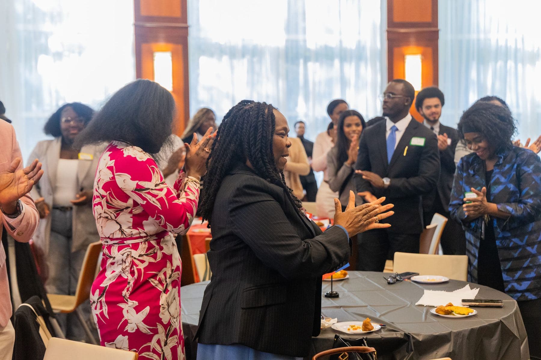 Guests talking and networking in a busy room